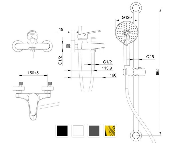 смеситель для ванны WONZON & WOGHAND WW-C2501